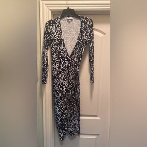 Diane Von Furstenberg Black and White Wrap Dress